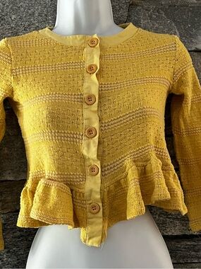 Persnickety Yellow Textured Knit Cardigan